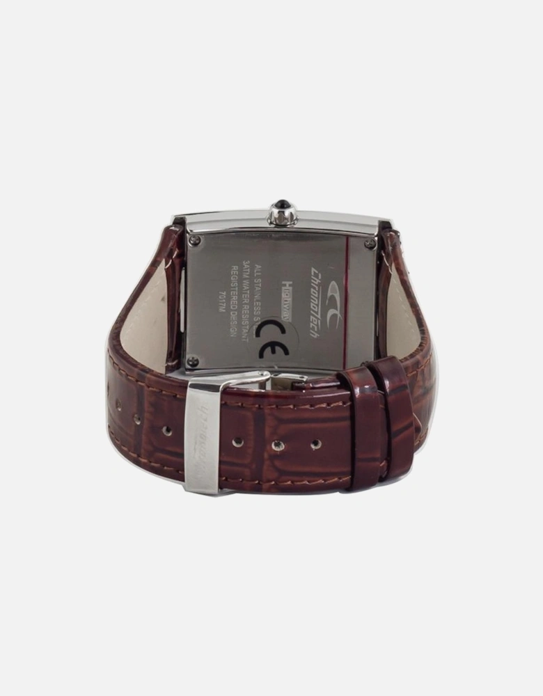 Quartz Analog Steel Case Leather Bracelet Watch Unisex - Brown Unisex