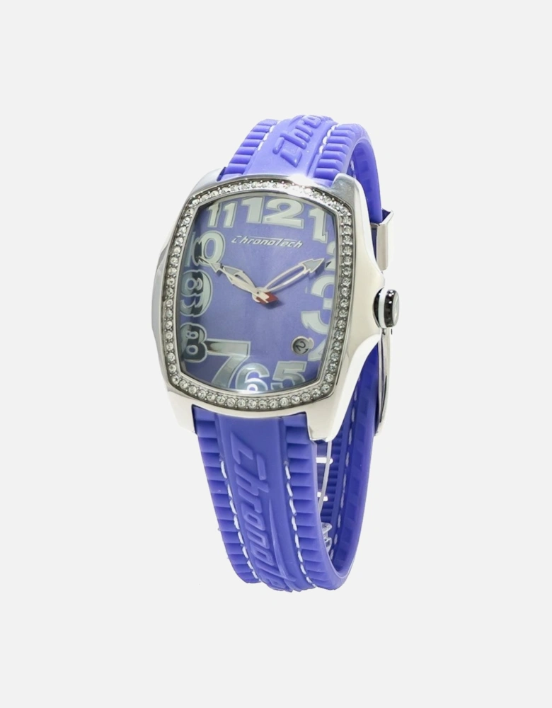 Quartz Analog Steel Case Rubber Strap Watch Women - Blue Watches