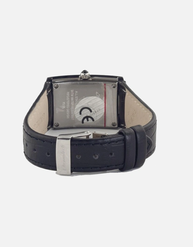 Quartz Analog Steel Case Leather Strap Watch Women - Black Watches