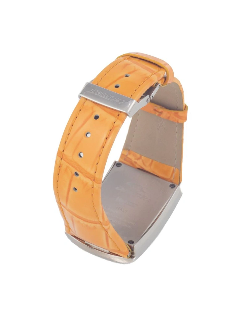 Quartz Analog Steel Case Leather Bracelet Watch Women - Orange Watches