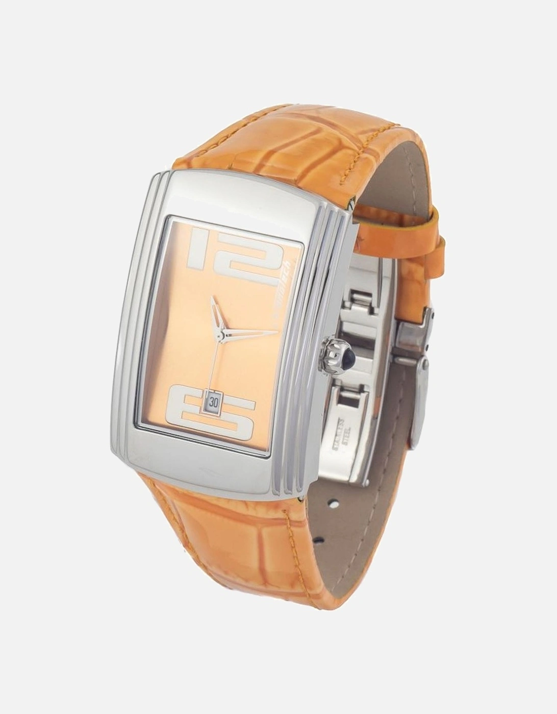 Quartz Analog Steel Case Leather Bracelet Watch Women - Orange Watches, 3 of 2