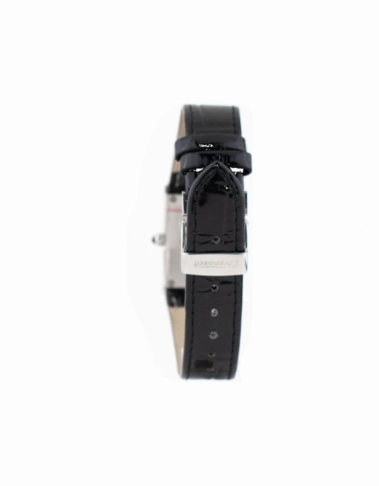 Quartz Steel Case Leather Strap Analogue Watch Women - Black Watches
