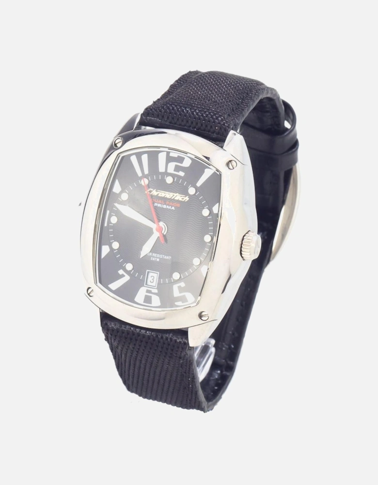Steel Case Quartz Analog Watch with Leather Bracelet Women - Black