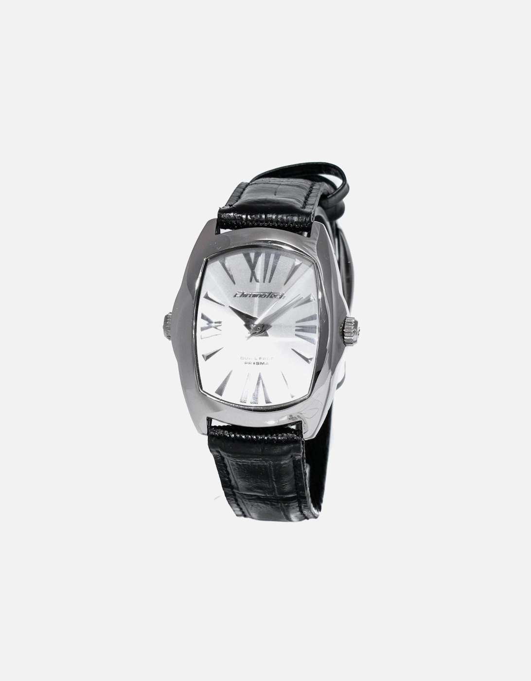 Steel Case Quartz Analog Watch with Leather Bracelet Women - Black, 3 of 2