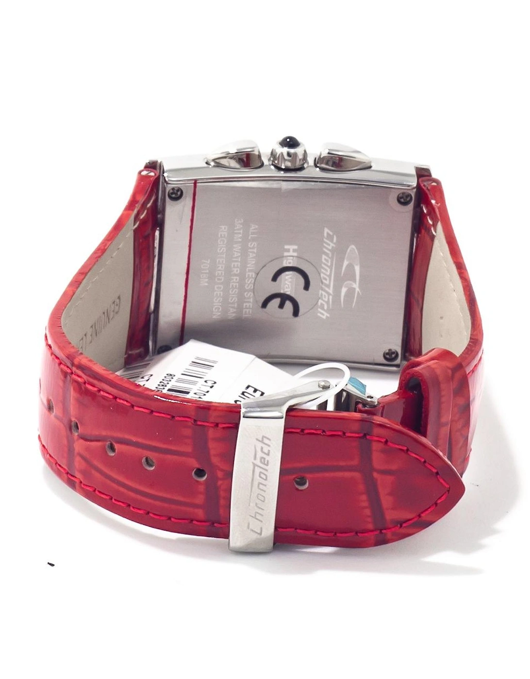 Steel Case Quartz Analog Watch with Leather Bracelet Women - Red
