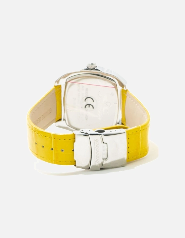 Quartz Chronograph Watch with Leather Bracelet Unisex - Yellow Unisex