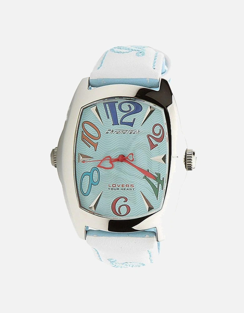 Quartz Analog Steel Case Leather Bracelet Watch Women - Blue Watches