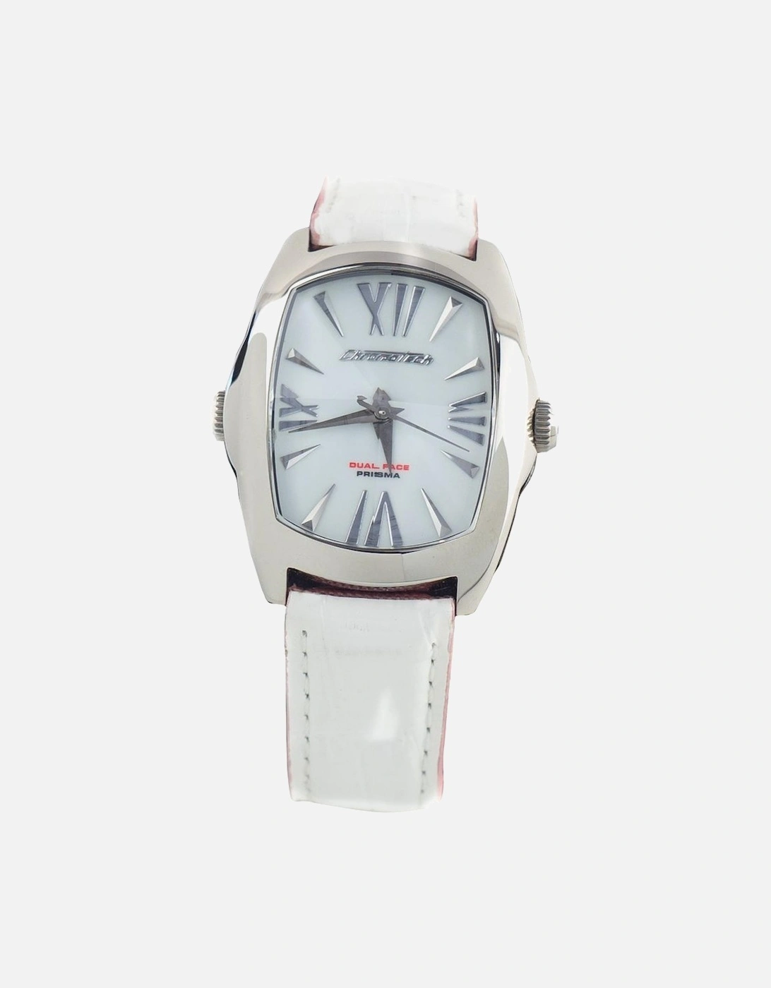 Steel Case Quartz Analog Watch with Leather Bracelet Women -