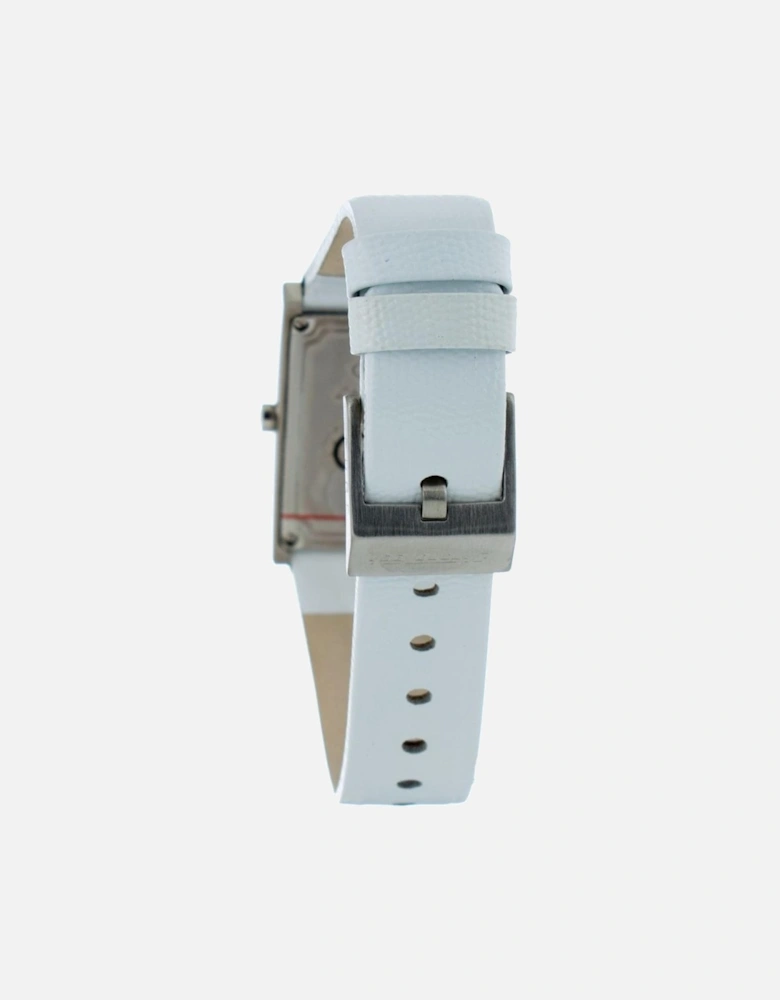 Quartz Analog Steel Case Leather Bracelet Watch Women - White Watches