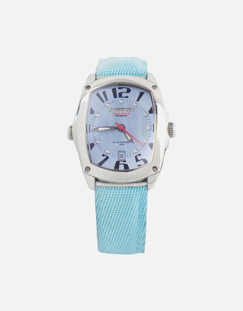 Quartz Stainless Steel Case Leather Bracelet Watch Women - Blue