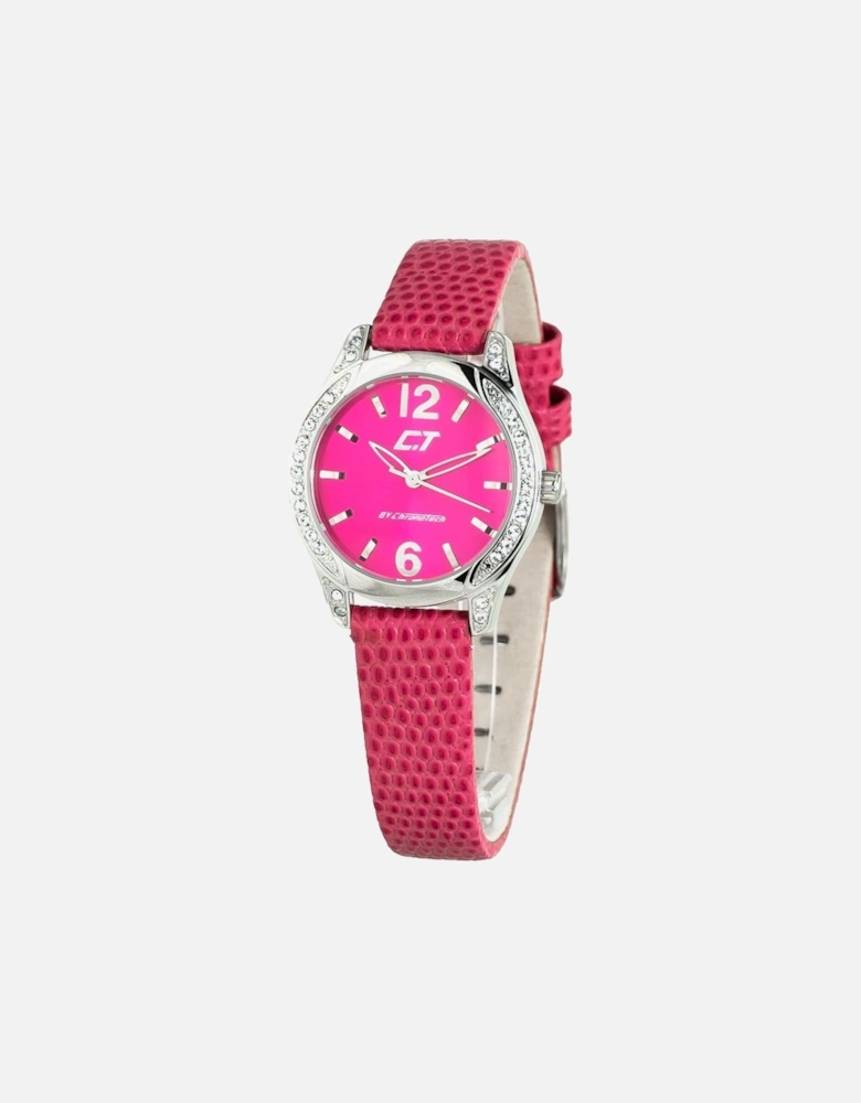 Quartz Analog Steel Case Leather Bracelet Watch Women - Multicolor