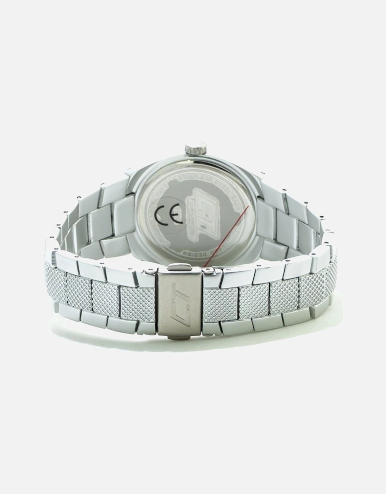 Quartz Analog Steel Case Watch with Red Dial Women - Silver Watches