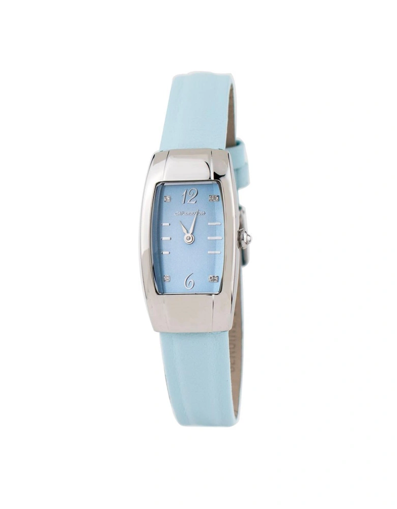 Steel Case Quartz Watch with Leather Bracelet Women - Blue Watches