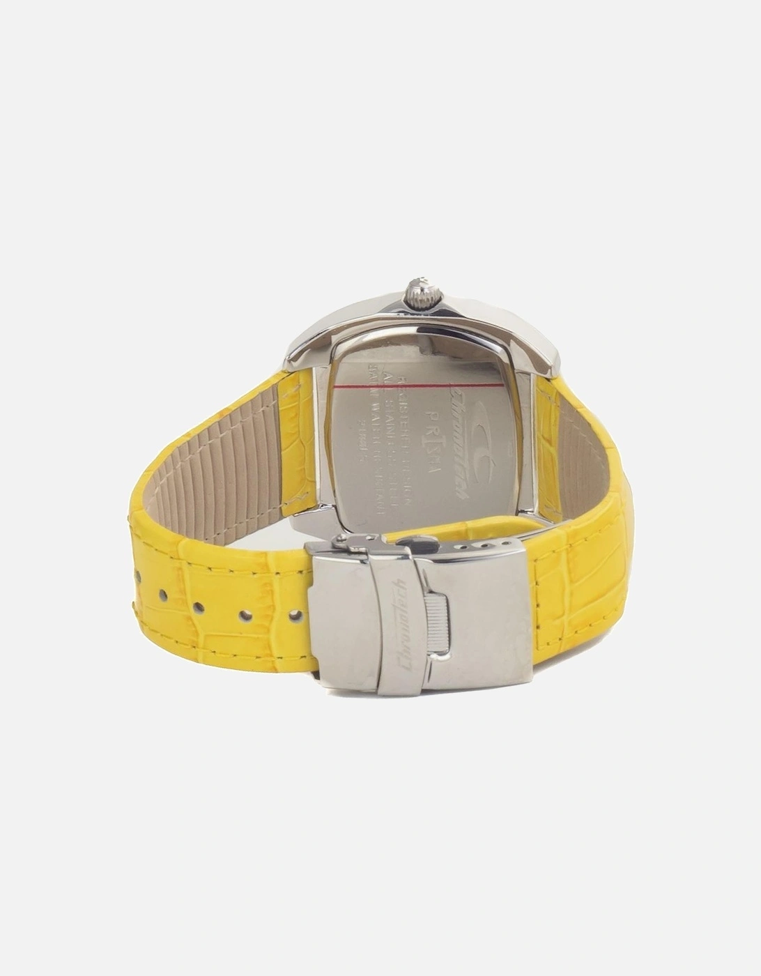 Quartz Analog Steel Case Leather Bracelet Watch Unisex - Yellow Unisex