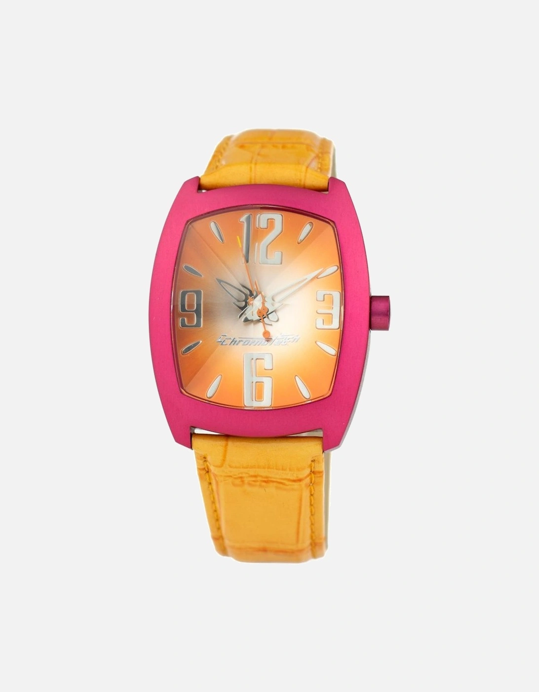 Quartz Steel Case Leather Bracelet Analogue Watch Unisex - Orange, 3 of 2