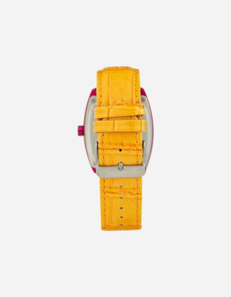 Quartz Steel Case Leather Bracelet Analogue Watch Unisex - Orange