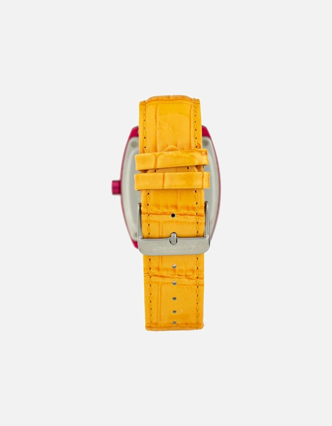 Quartz Steel Case Leather Bracelet Analogue Watch Unisex - Orange