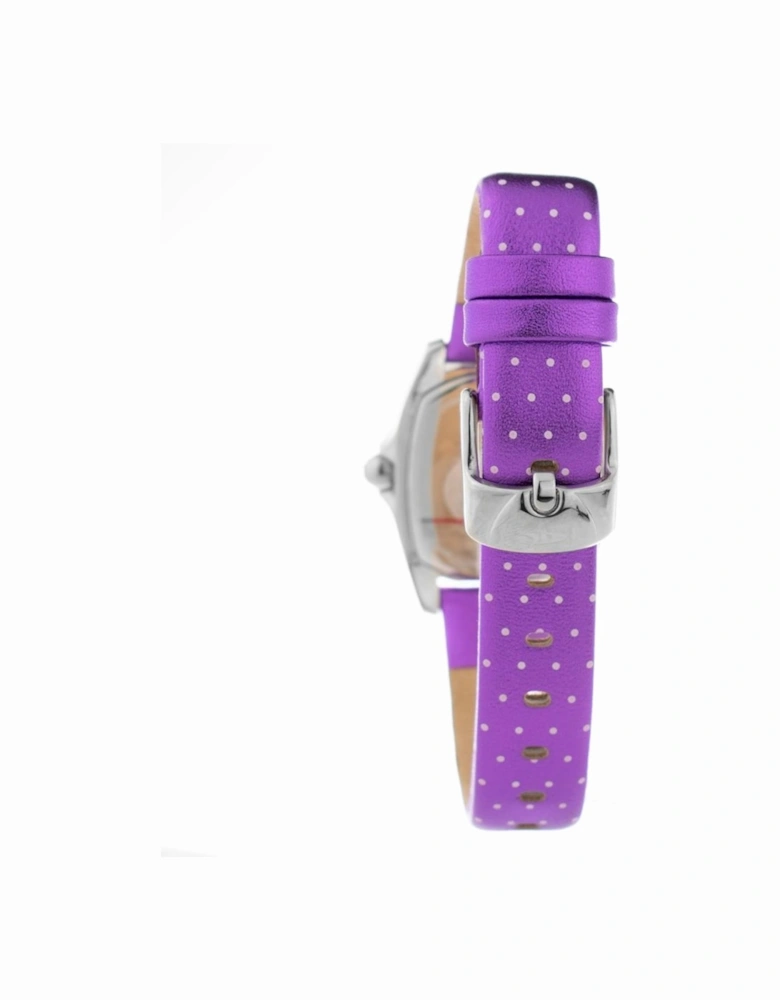Quartz Analog Steel Case Leather Bracelet Watch Women - Purple Watches