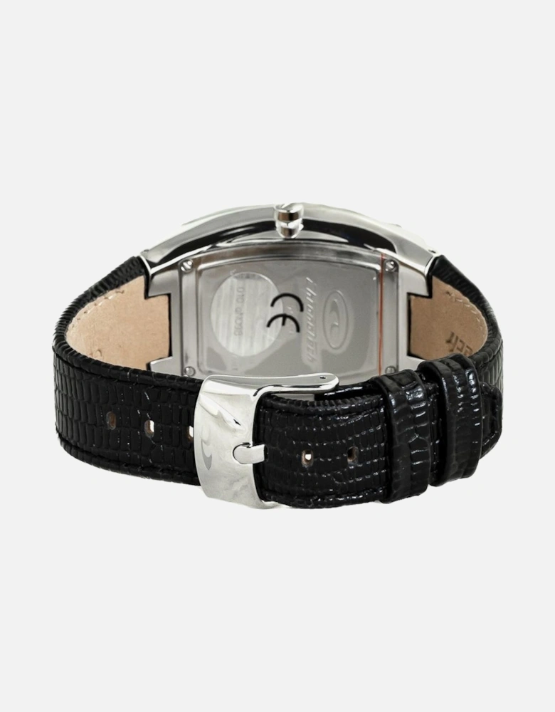 Quartz Analog Steel Case Leather Bracelet Watch Unisex - Black Unisex