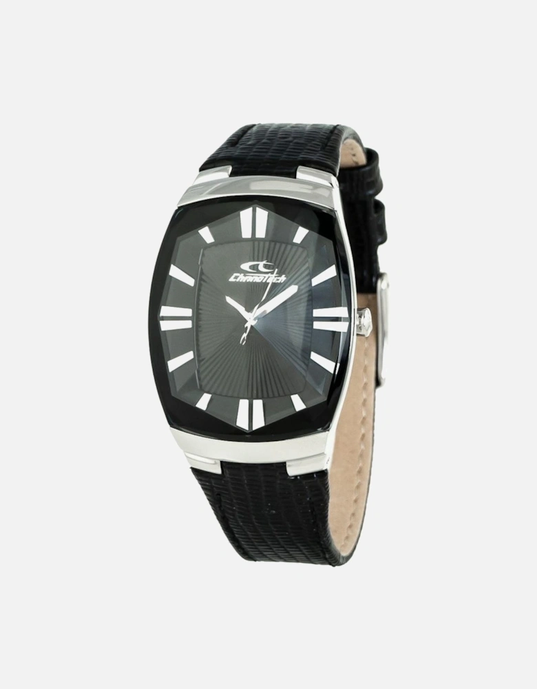 Quartz Analog Steel Case Leather Bracelet Watch Unisex - Black Unisex