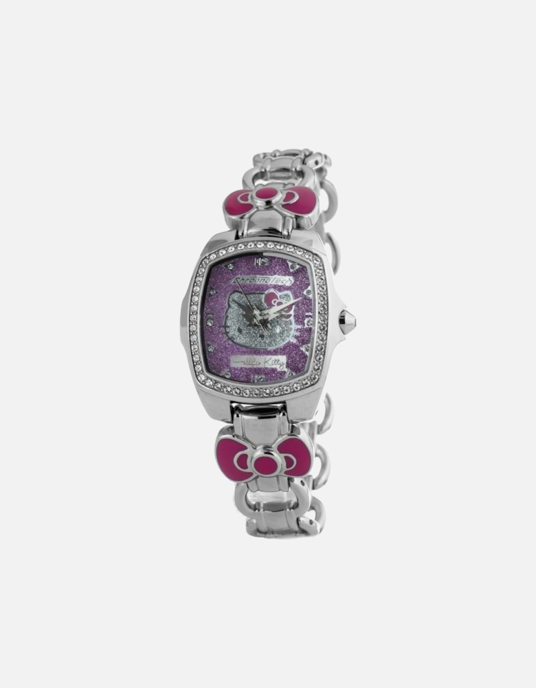 Quartz Steel Analog Watch with Pink Dial Women - Silver Watches