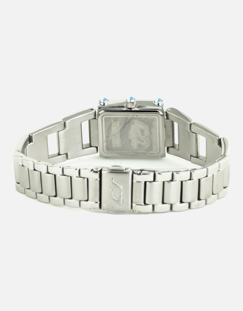 Quartz Analog Steel Case Watch with Blue Dial Women - Silver Watches