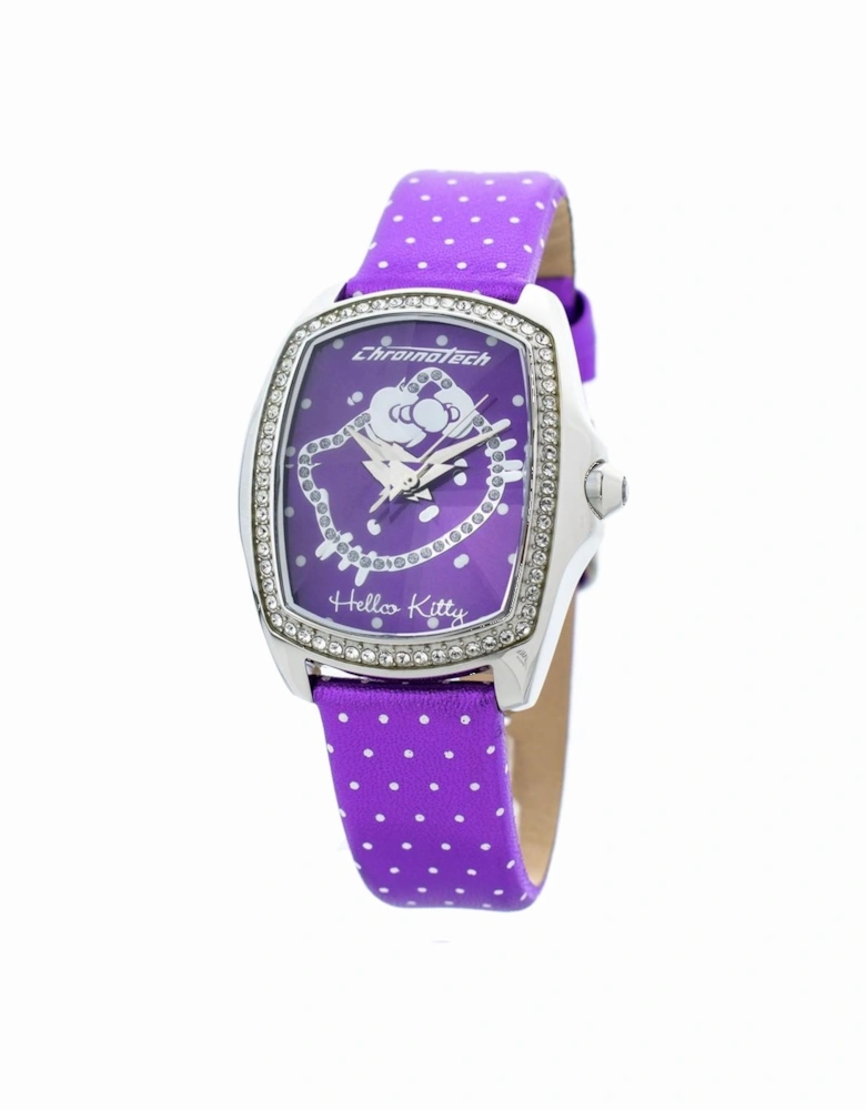 Quartz Analog Steel Case Leather Bracelet Watch Women - Purple Watches