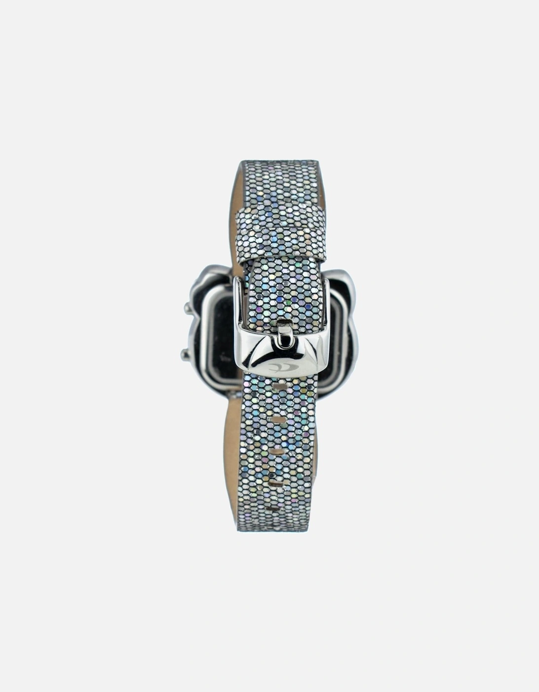 Quartz Digital Steel Case Leather Bracelet Watch Women - Silver