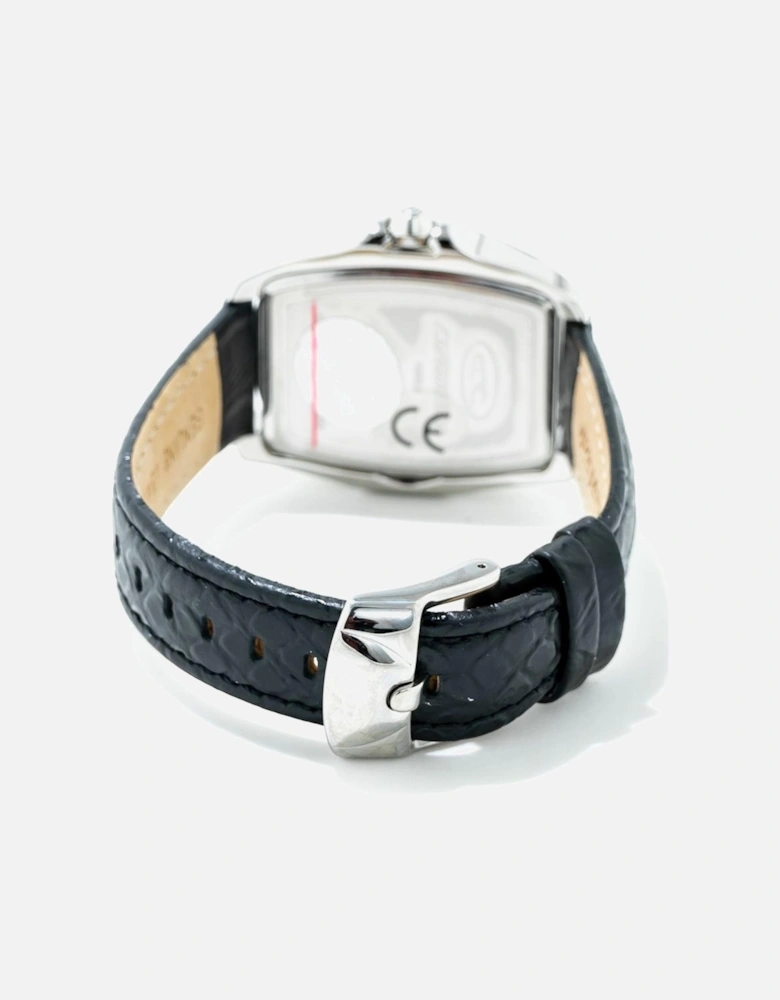 Quartz Analog Steel Case Leather Bracelet Watch Women - Black Watches