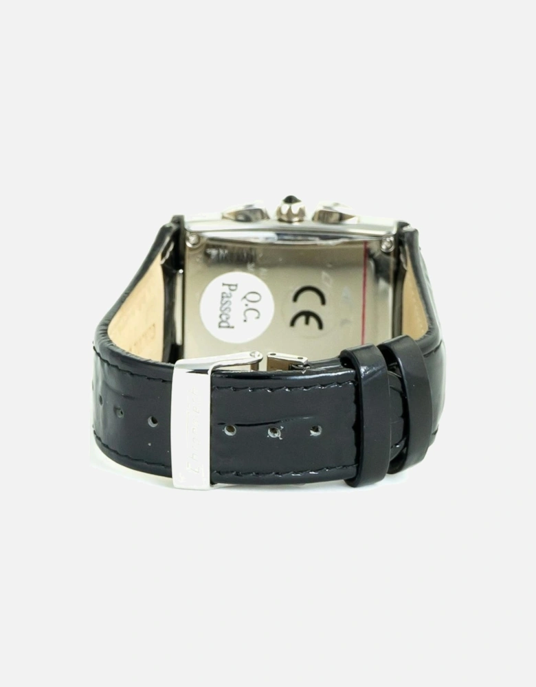 Quartz Steel Case Leather Bracelet Analog Watch Unisex - Black Unisex