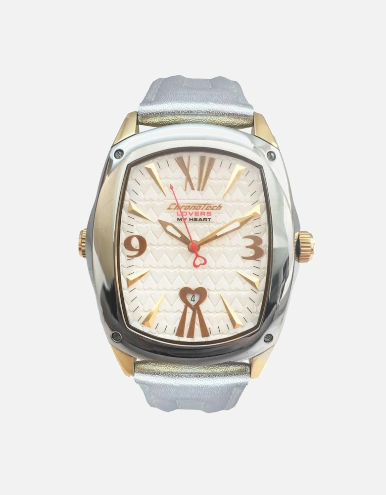 Quartz Analog Steel Case Leather Bracelet Watch Unisex - Gold Unisex