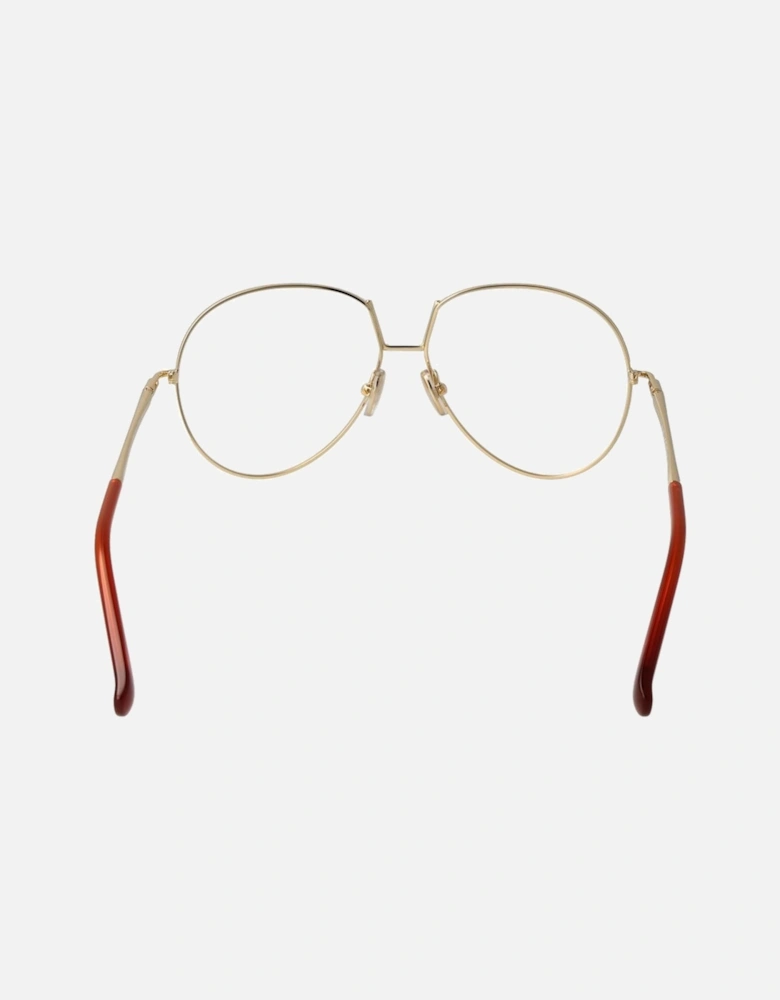 Round Metal Frame Glasses with Demo Lenses Women - Orange