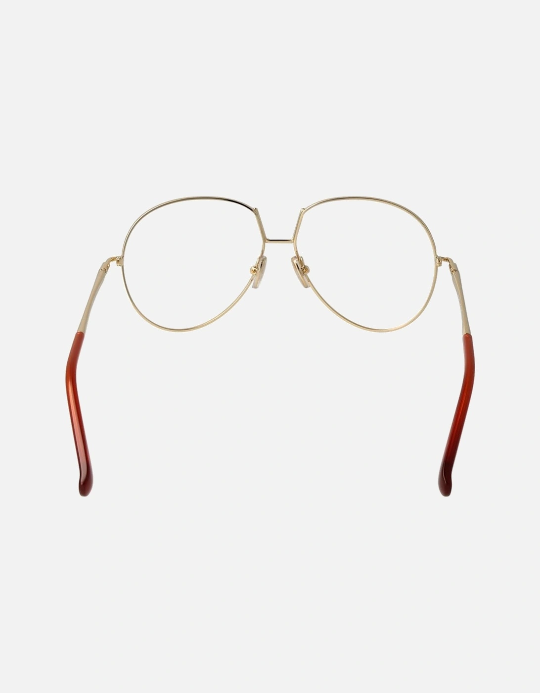 Round Metal Frame Glasses with Demo Lenses Women - Orange