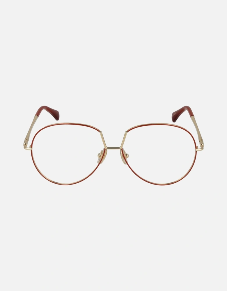 Round Metal Frame Glasses with Demo Lenses Women - Orange