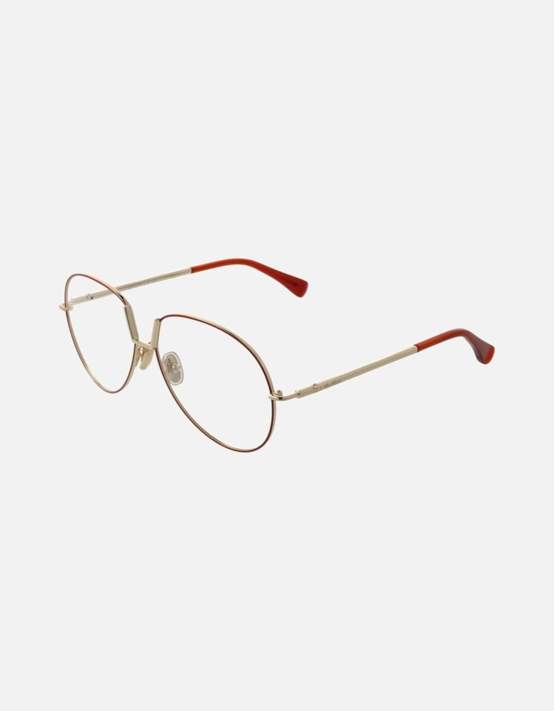 Round Metal Frame Glasses with Demo Lenses Women - Orange