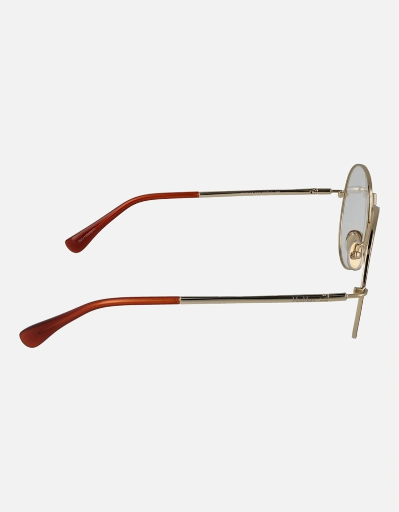 Round Metal Frame Glasses with Demo Lenses Women - Orange