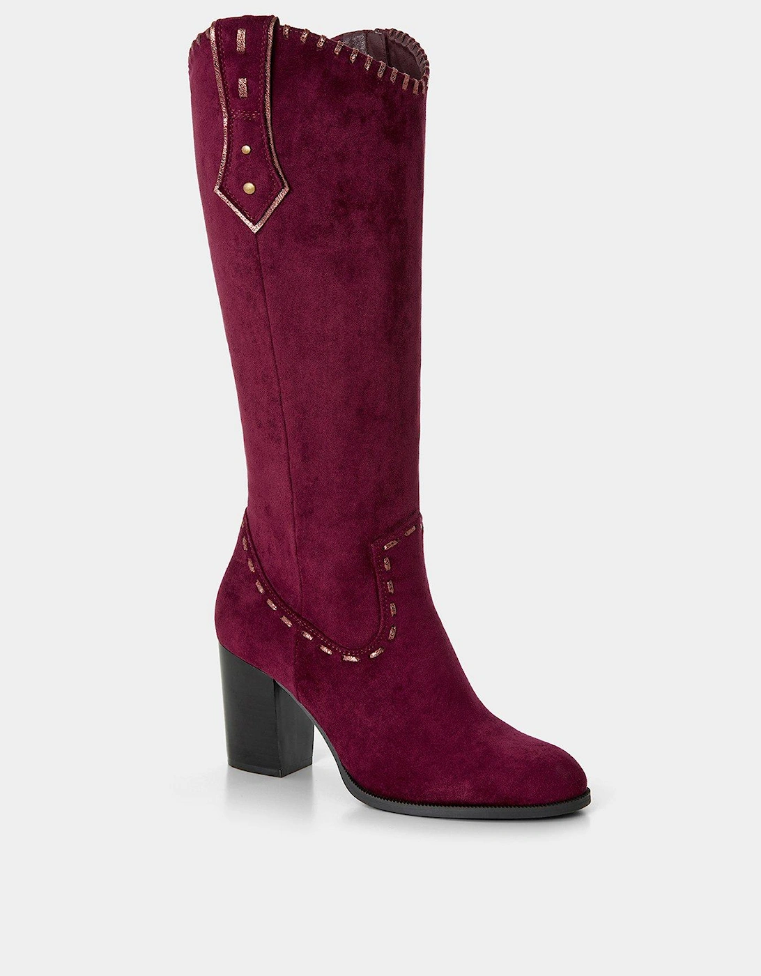 Suede Western Calf Boot - Pink