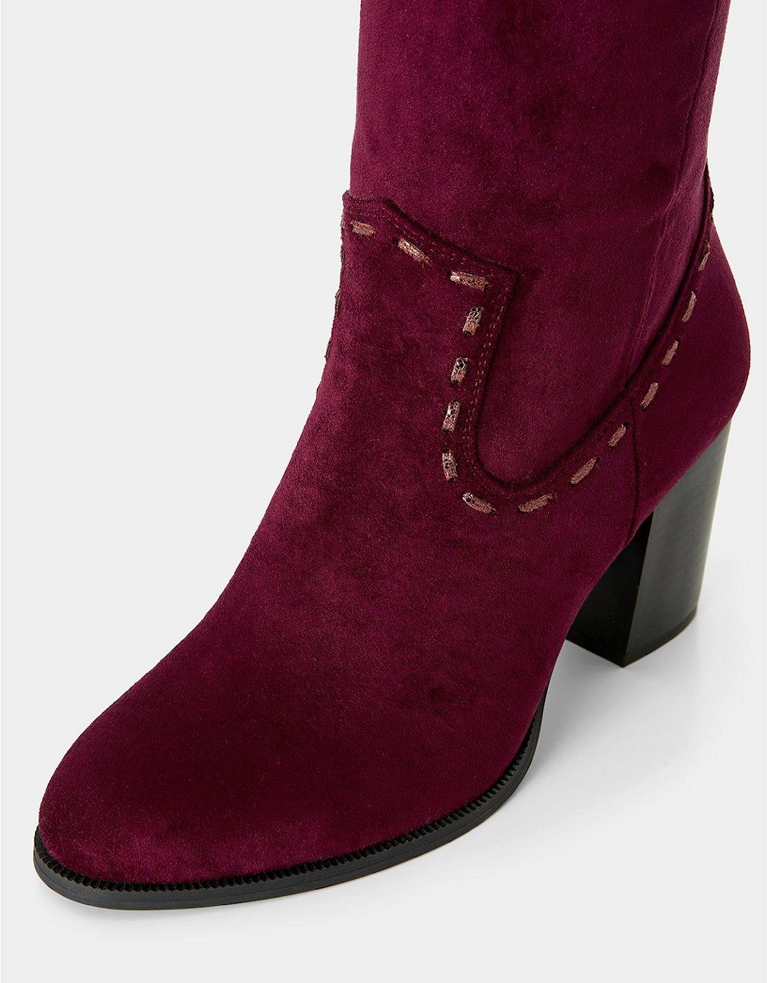 Suede Western Calf Boot - Pink