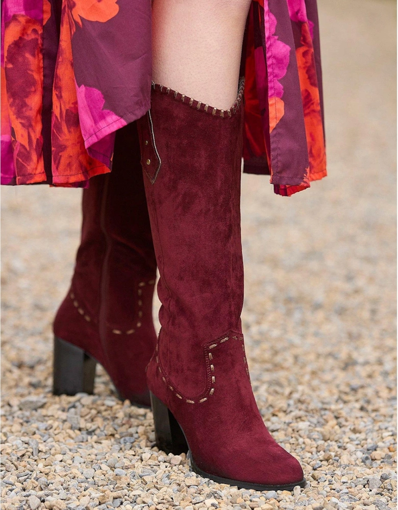 Suede Western Calf Boot - Pink