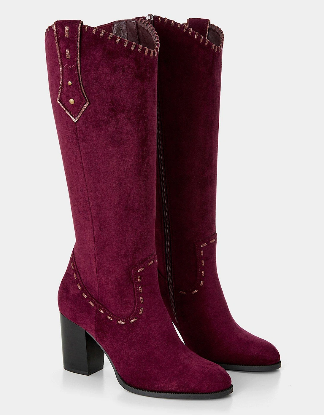 Suede Western Calf Boot - Pink