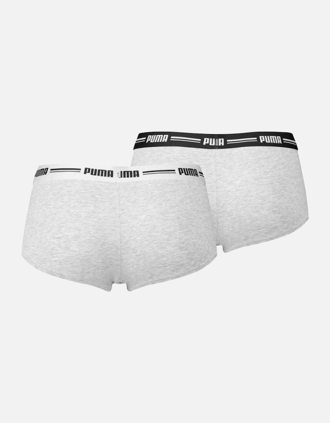 2-Pack Striped Logo Mid-Rise Mini Shorts, Grey Melange