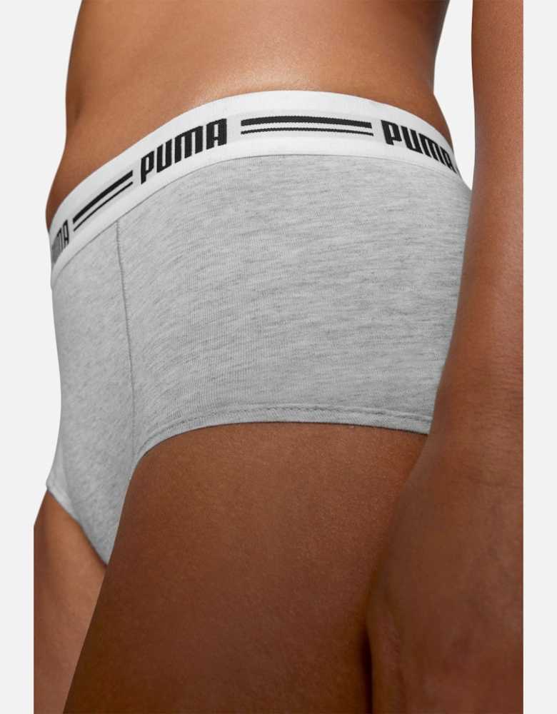 2-Pack Striped Logo Mid-Rise Mini Shorts, Grey Melange