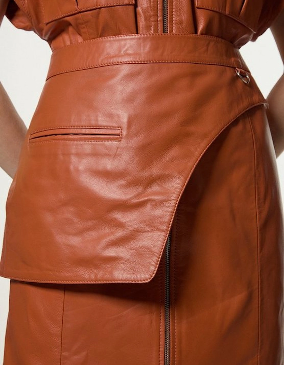 Leather Safari Mini Dress With Detachable Wrap Belt Detail