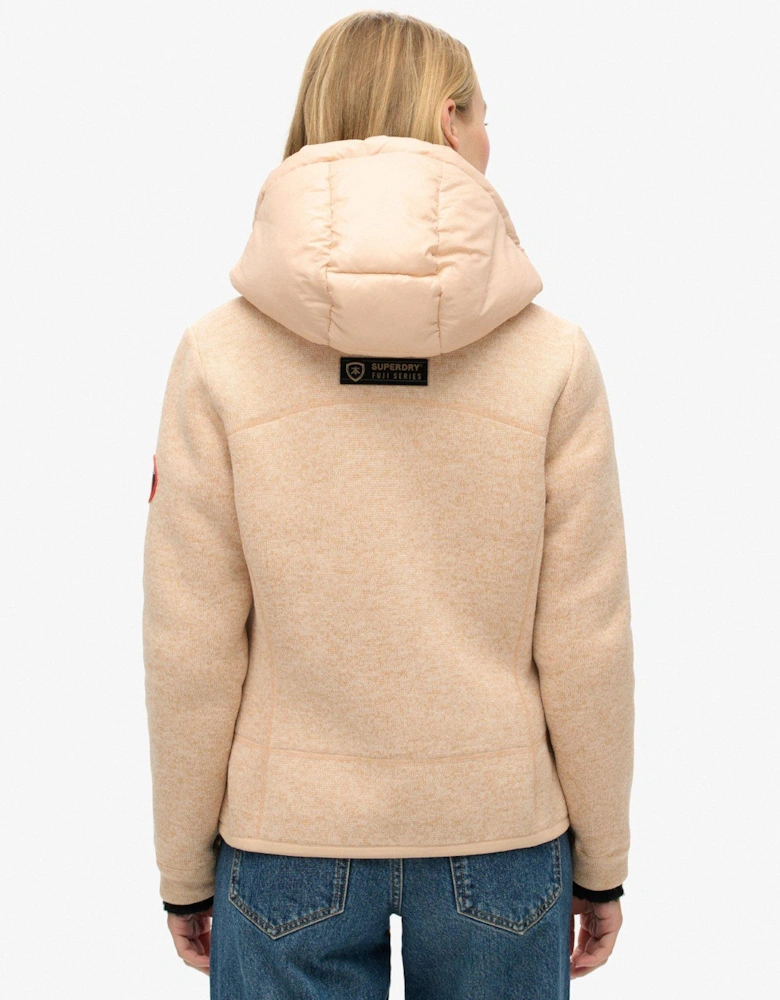 Hooded Storm Knit Hybrid Jacket - Beige
