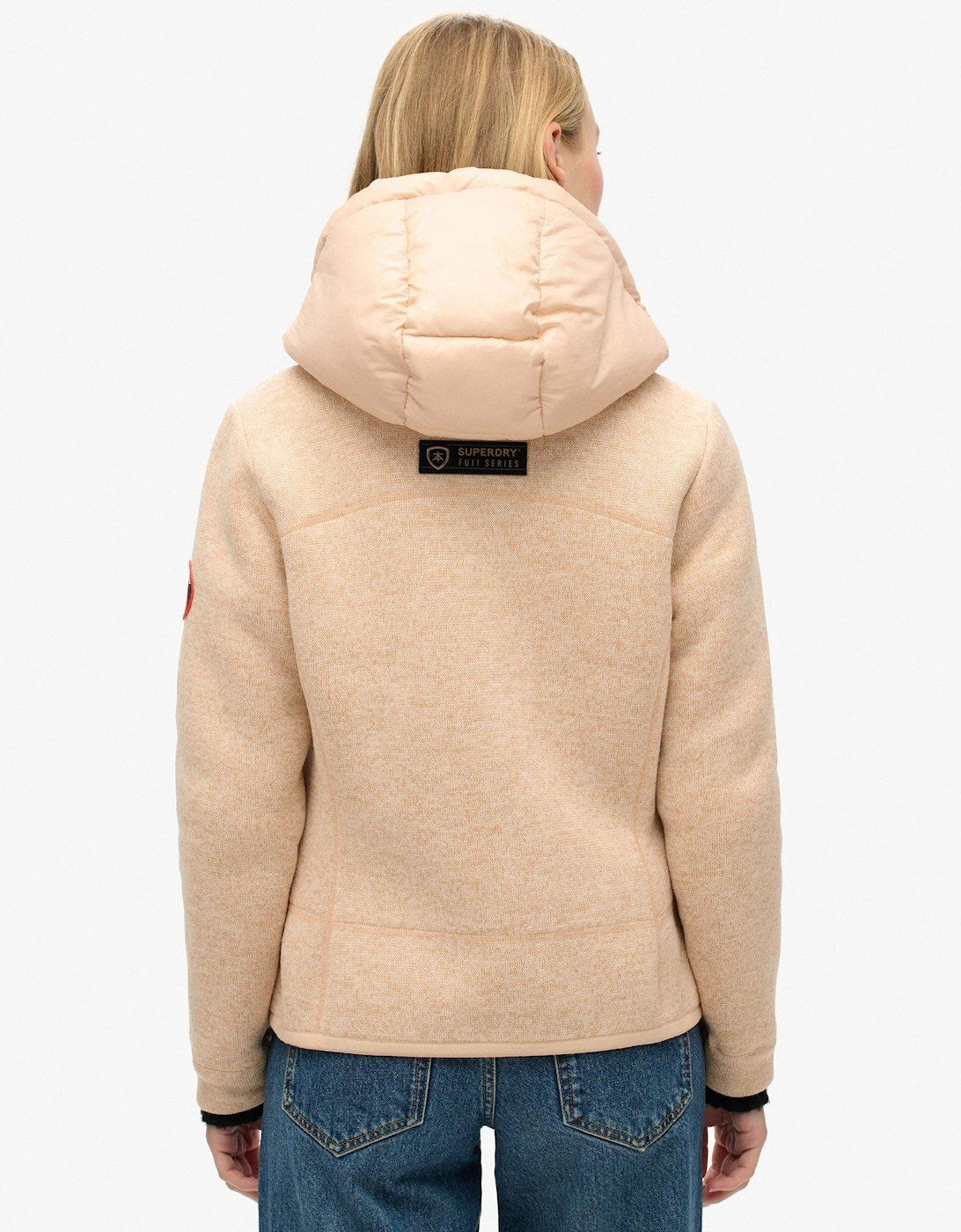 Hooded Storm Knit Hybrid Jacket - Beige