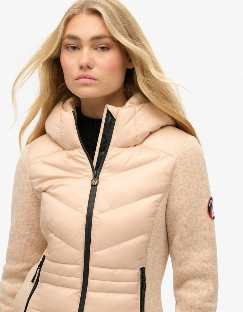 Hooded Storm Knit Hybrid Jacket - Beige