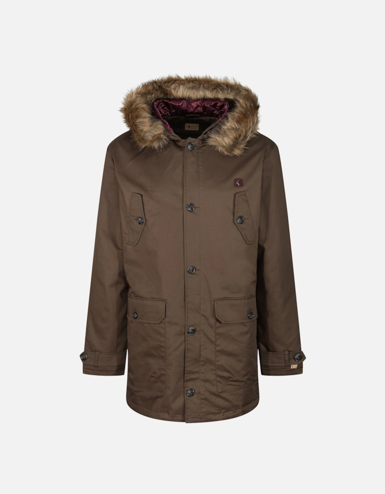 Paxton Hooded Mens Fishtail Parka Jacket - Khaki