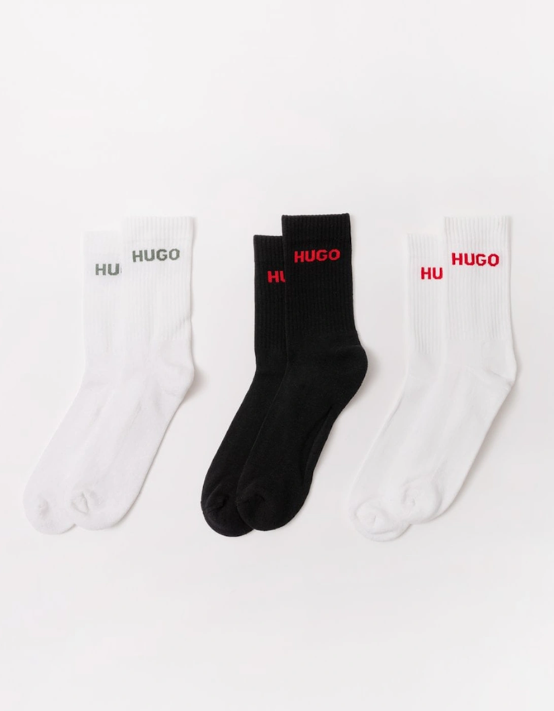 HUGO 6 Pack QS Rib Logo Mens Combed Cotton Socks, 3 of 2