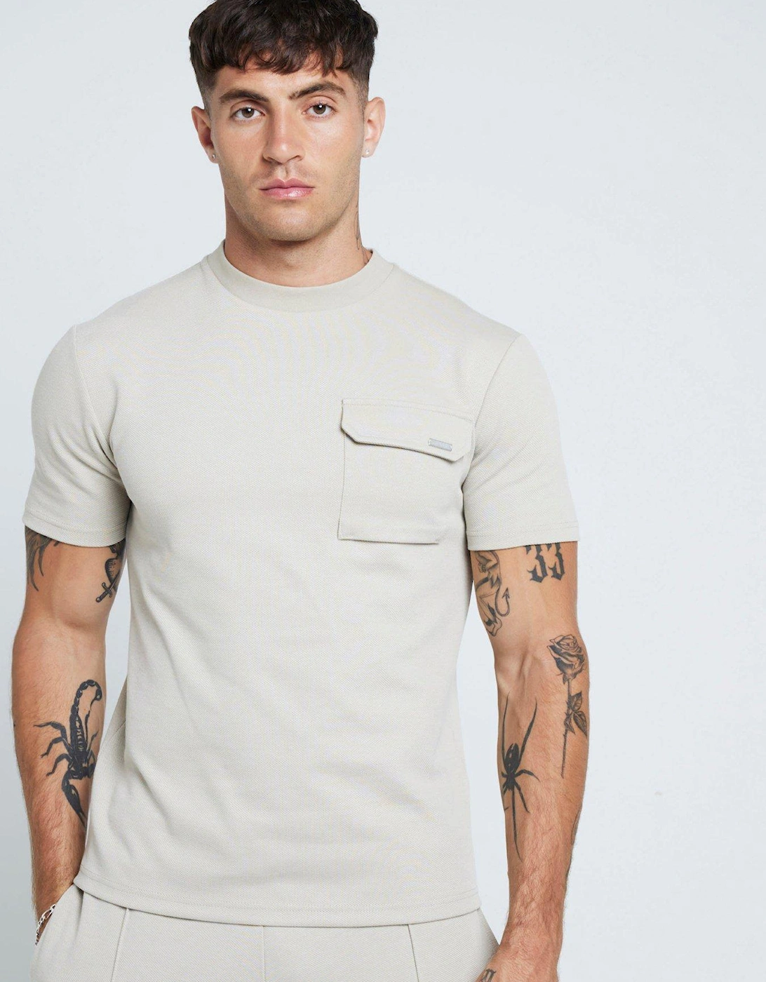 Short Sleeve Slim Fit Pique Smart Pocket T-shirt - Beige, 7 of 6