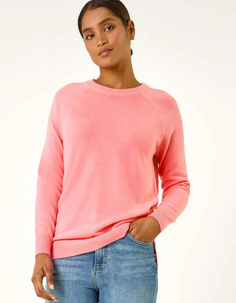 Plain Soft Crew Neck Jumper - Rose